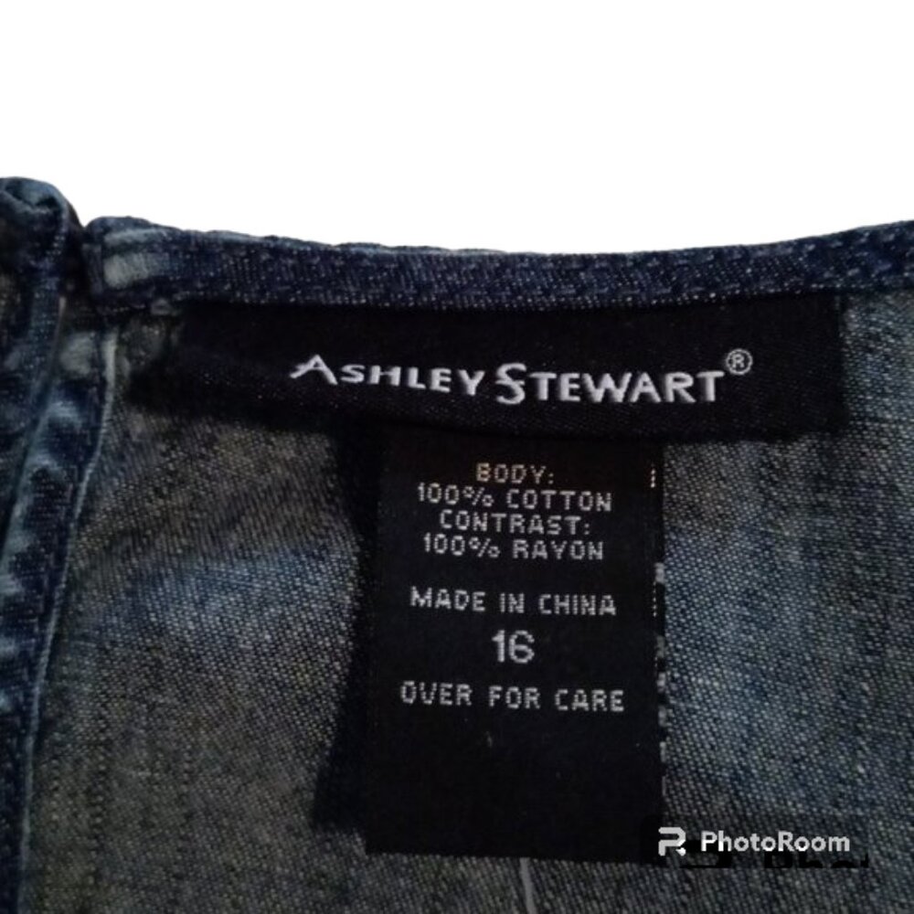 Ashley Stewart chambray/camo dress sz 16 NEW, 1st photo is back side NEW - Picture 3 of 14
